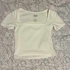 SO Women's Cream Square Neck Tee
